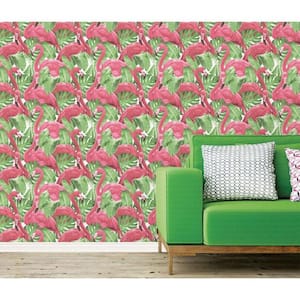 Global Fusion Beige and Gray Flamingo Wallpaper