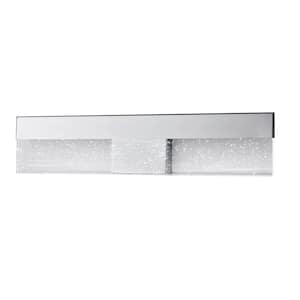 Havelock 22.7 in. 1-Light Chrome Integrated LED Bathroom Vanity Light Bar with Clear Seedy Glass
