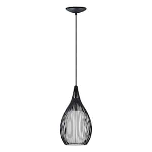 Razoni 7.50 in. W x  59 in. H 1-Light White Pendant Light with Opal Satin Glass Shade