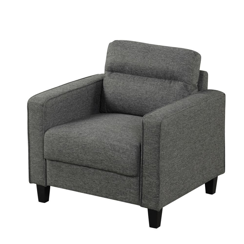Gray Handcrafted Wood Frame Accent Chair with Plush Cushions