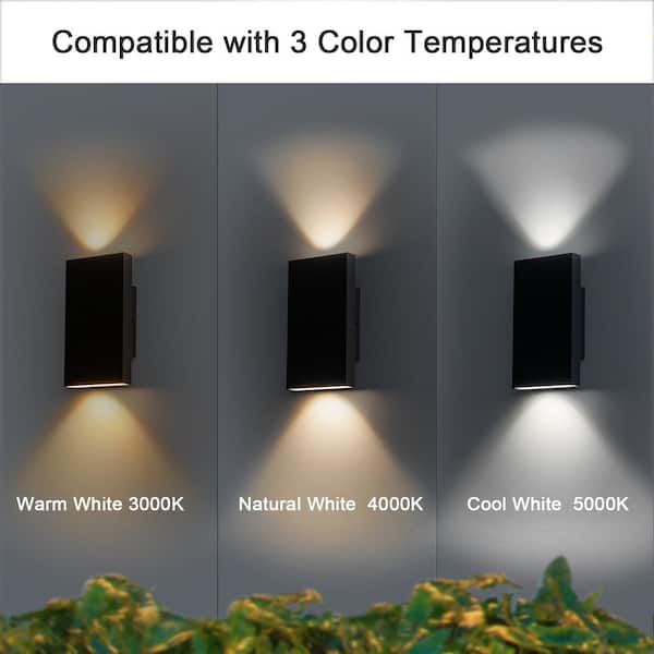 EDISLIVE Barryion 2-Light Modern Black Outdoor Integrated LED Wall