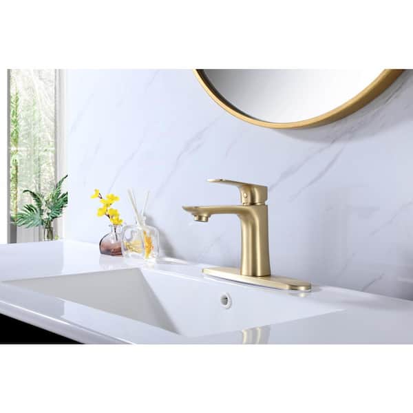Nestfair Single Handle Single Hole Bathroom Faucet in Brushed Gold
