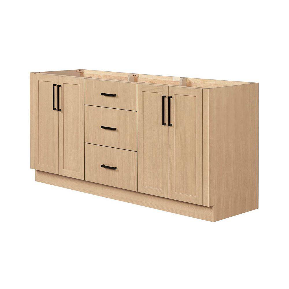 Loren 72 in. Double Sink Freestanding in Natural Oak Bath Vanity with Pure White Quartz Top price history on PriceWatchPro
