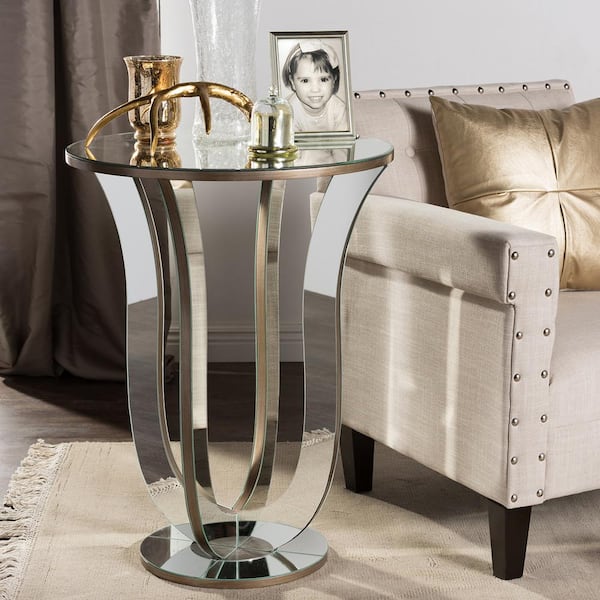 Baxton Studio Kylie Glam Silver Metallic Finished End Table