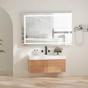 36 in. W x 28 in. H Large Rectangular Frameless Anti-Fog Touch Sensor LED Wall Mount Bathroom Vanity Mirror in Silver