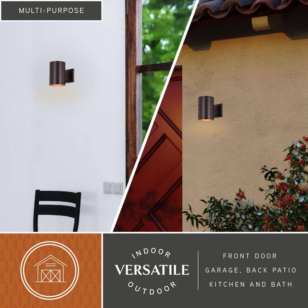 Chiasso Bronze Aluminum Dimmable Cylinder Sconce, 8"x7.25"