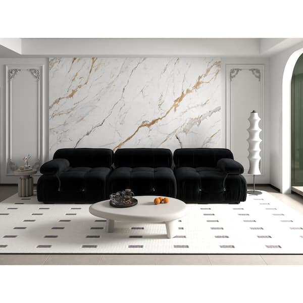 J&E Home 103.95 in. W Square Arm Velvet Rectangle Modular Free Combination Sofa in. Black