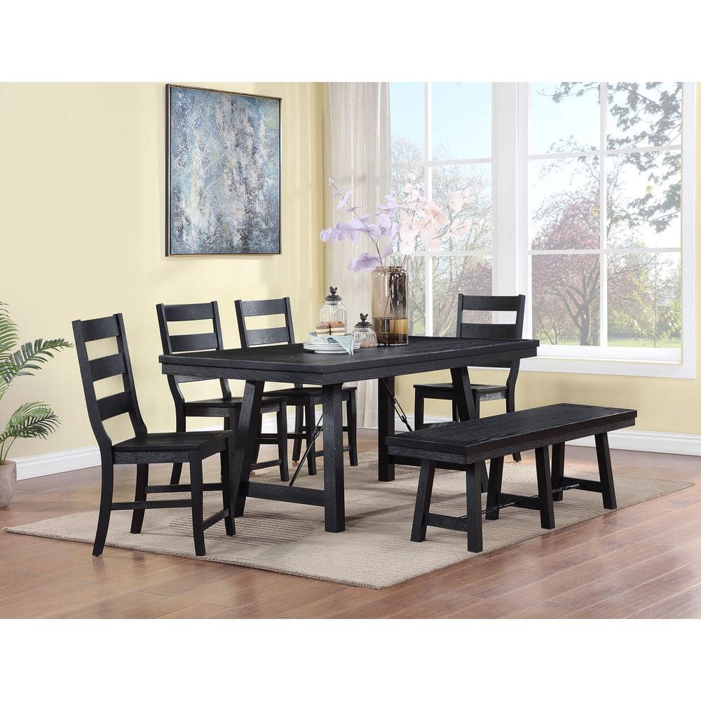 Newport Black Trestle Industrial Dining Bench