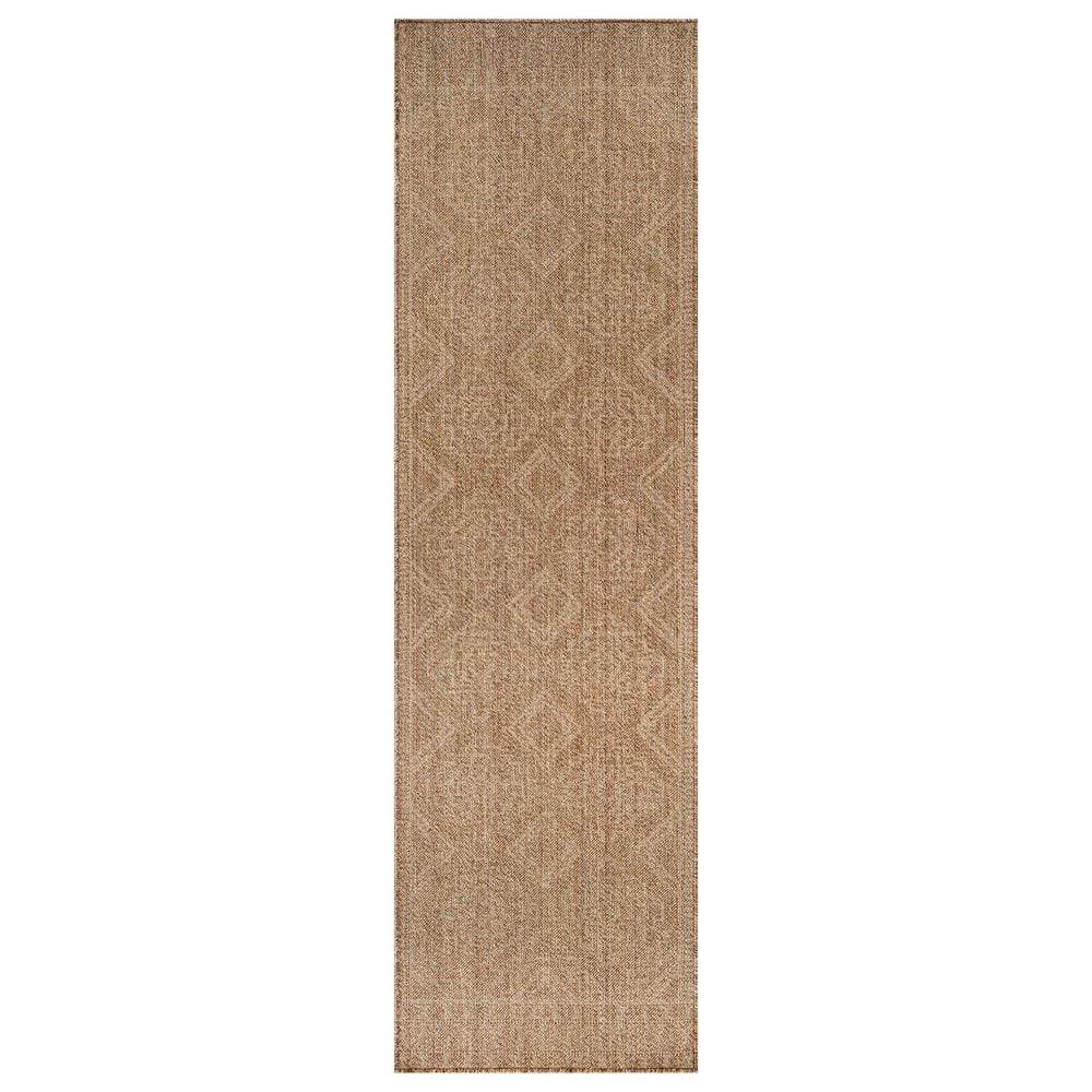 Geometric Border Sand/Natural Easy-Care Jute-Style Indoor/Outdoor Flat Woven 2 ft. 3 in. x 8 ft. Sand Area Rug price history on PriceWatchPro