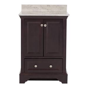 Stratfield 25 in. W x 22 in. D x 39 in. H Single Sink  Bath Vanity in Chocolate with Winter Mist Cultured Marble Top