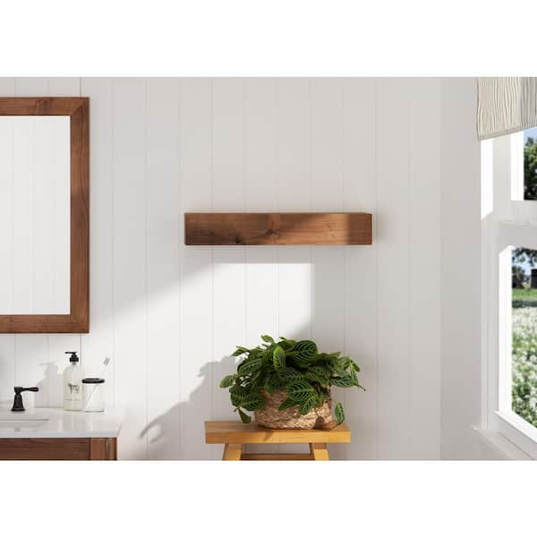 Walnut wood floating shelf,Bathroom Floating store Shelves Wall Mounted,Floating Wooden Shelf with towel rail,Modern Floating Shelf