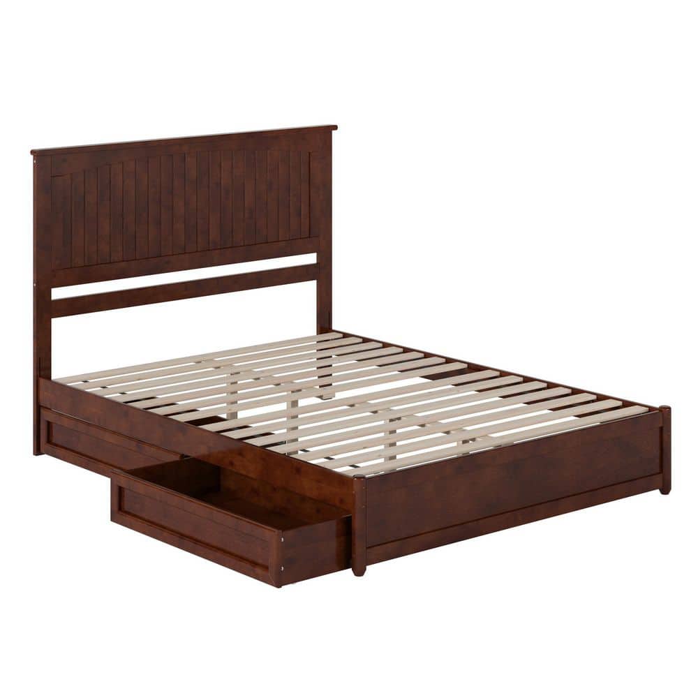 Malta Light Toffee Natural Bronze Solid Wood Frame Twin Platform Bed with Panel Footboard Storage Drawers - thumbnail 5