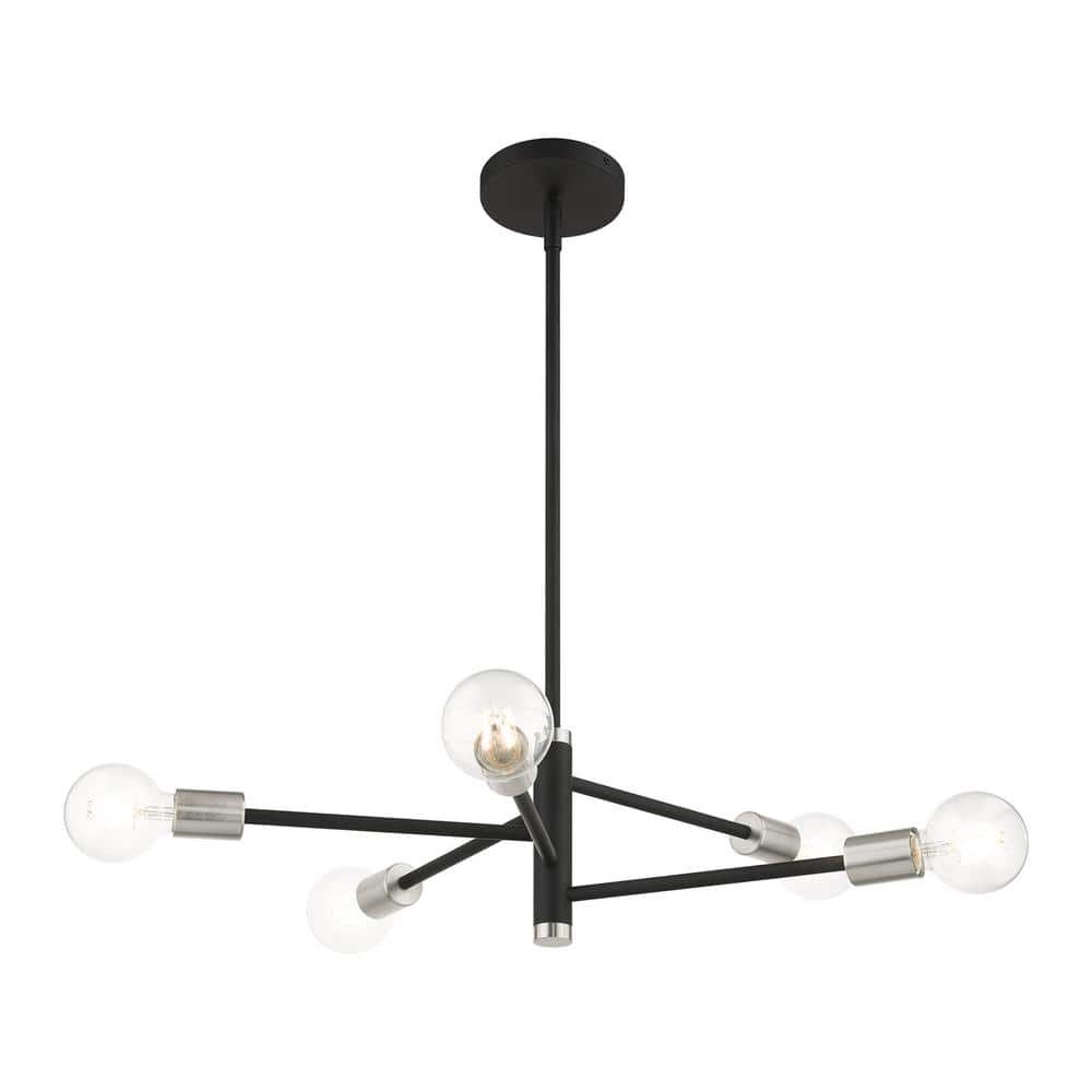 Bannister 5-Light Asymmetrical Black and Nickel Chandelier
