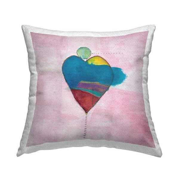 Stupell Industries Vivid Heart Shape Symbol Pink Square Outdoor Throw Pillow