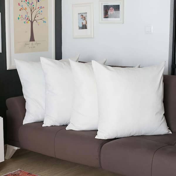 MIKE & Co. NEW YORK Honey Decorative Throw Pillow Cover Solid Color 26 in. x 26 in. White Square Euro Pillowcase Set of 4