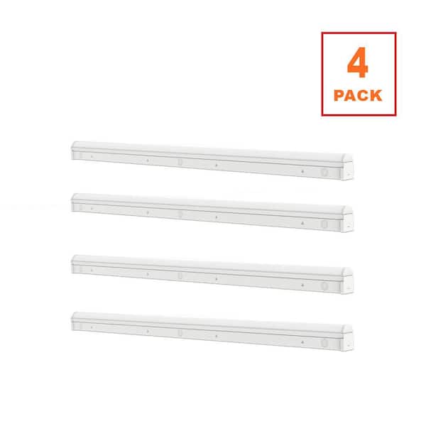 4-Pack 4 ft. 17-Watt Linkable Integrated LED White Strip Light Fixture 3000K 4000K 5000K 2000 Lumens Plug-In Hardwire