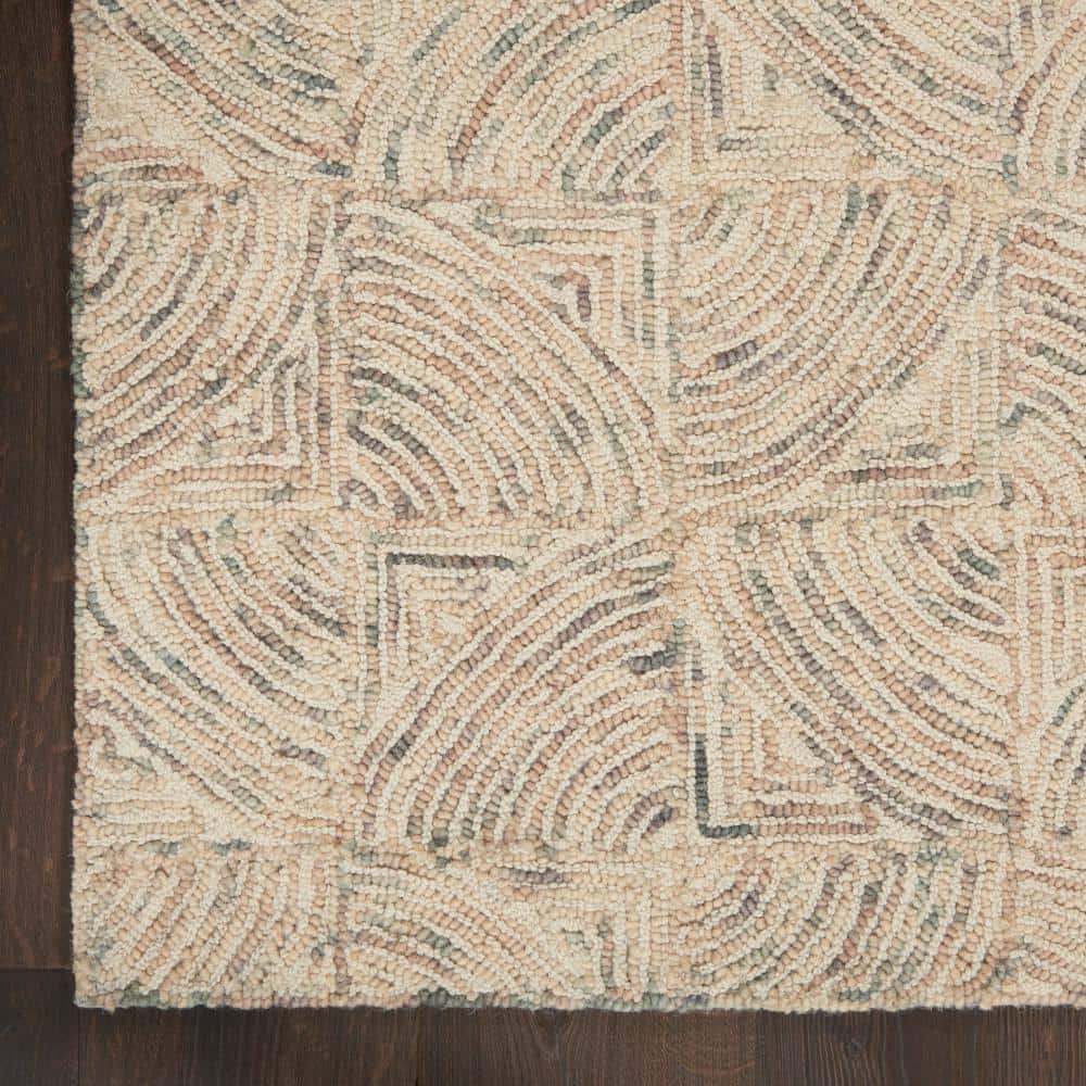 Ivory Multicolor Hand-Tufted Wool Area Rug 5' x 7'