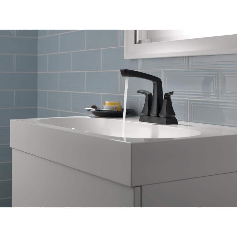 Matte Black Zinc Centerset Bathroom Faucet with Drain Assembly