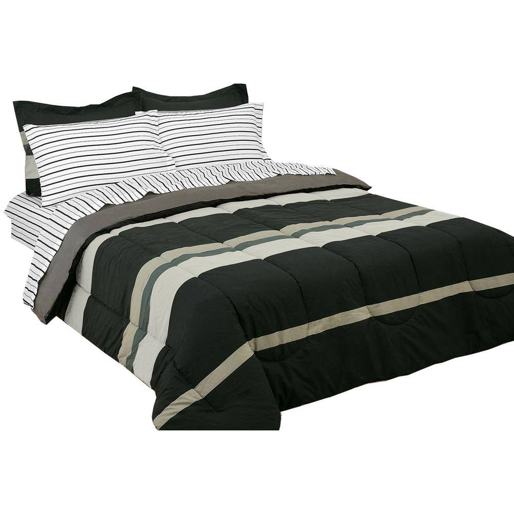 Gray Twin Reversible Microfiber Bed in a Bag Set
