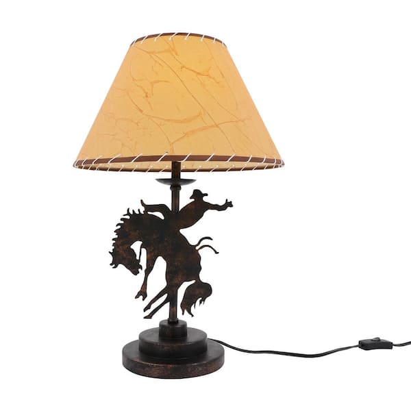 OUKANING 22.44 in. Black Creative Plug-in Table Lamp with PVC Shade for Bedroom Home Office, No Bulbs Included