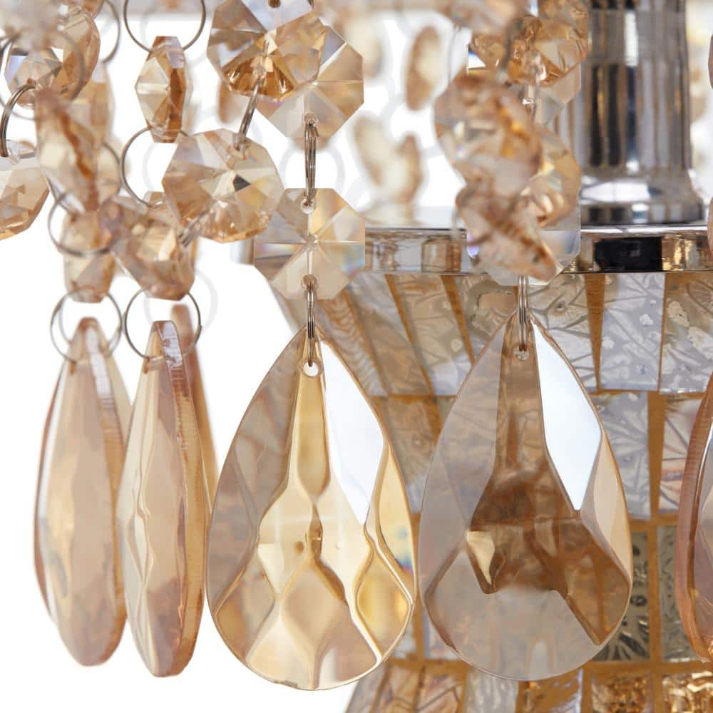 Champagne Bronze Mosaic Adjustable Table Lamp with Jeweled Accents