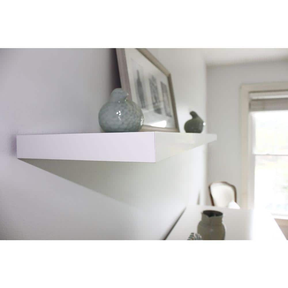 Slimline 48" White MDF Floating Wall Shelf