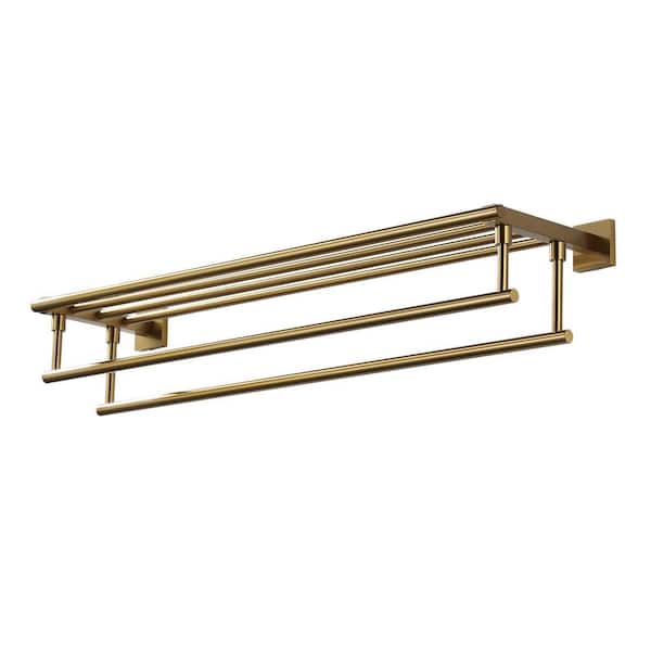 2-Towel Holders Wall mounted Towel Rack in Gold 32 Inches