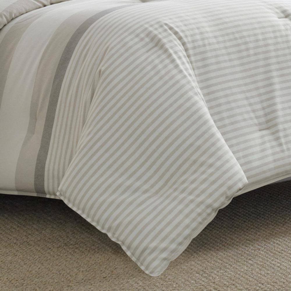 Saybrook Beige and Ivory Cotton King Duvet Cover Set