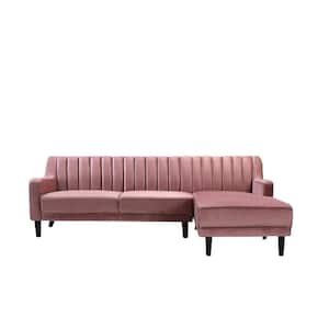 Sonia 2 Piece Rose R Velvet 3 Seats Right Facing Sectional Sofa with Removable Cushions