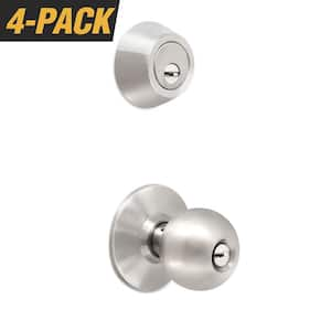 High Security Stainless Steel Combo Lock Set with Keyed-Alike Door Knob and Deadbolt (4-Pack)