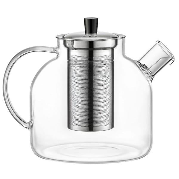 6-Cup Large Glass Tea Pot with Removable Stainless Infuser, Stovetop Safe, Borosilicate Glass Kettle for Blooming