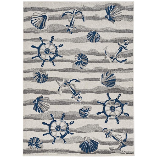 Kas Rugs Lucia Ivory Seashore 2 ft. x 4 ft.. Indoor/Outdoor Accent Rug