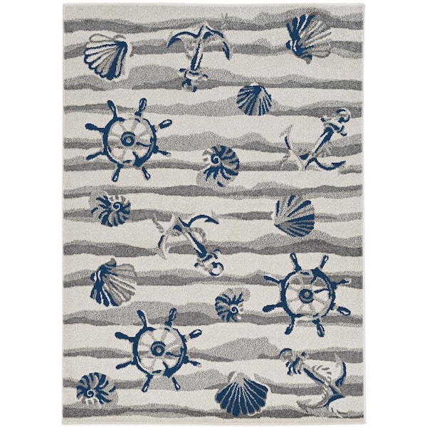 Lucia Ivory Seashore 5 ft. x 8 ft. Indoor/Outdoor Accent Rug