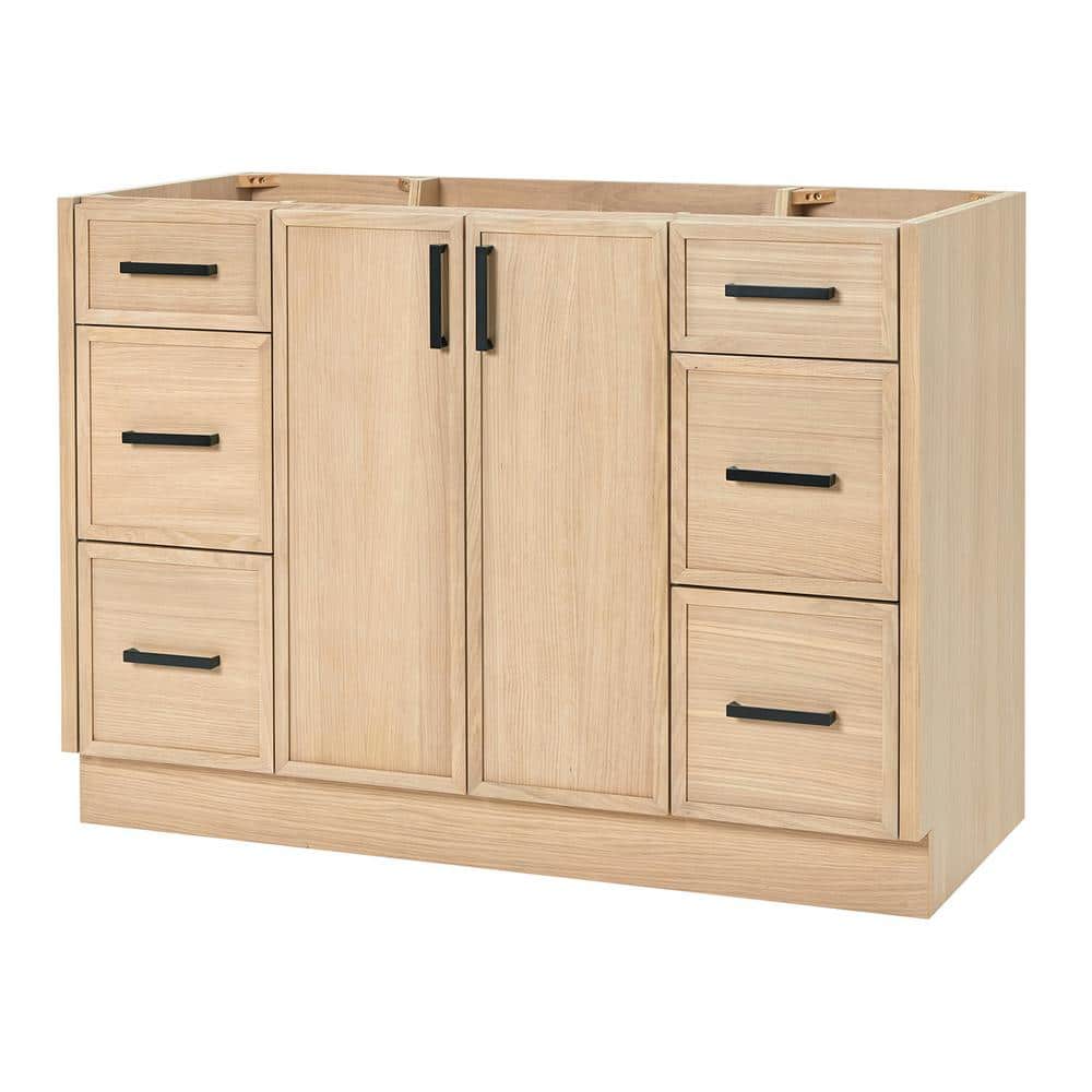 Kelly 48 Inch Oak Single Bathroom Vanity Base with Drawers