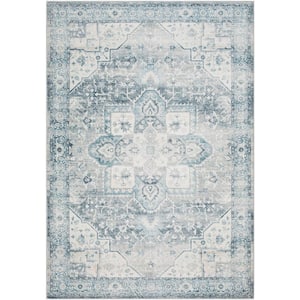 Conall Blue Medallion 4 ft. x 6 ft. Machine-Washable Indoor Area Rug