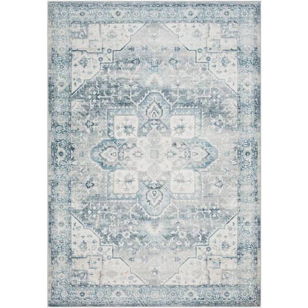Livabliss Conall Blue Medallion 7 ft. x 9 ft. Machine-Washable Indoor Area Rug