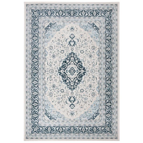 SAFAVIEH Isabella Cream/Dark Blue 9 ft. x 12 ft. Geometric Area Rug