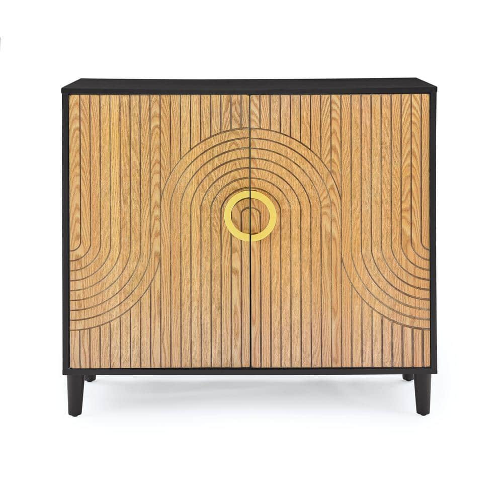 Black 35.75 in. H Modern Accent Storage Cabinet 2-Door Sideboard Buffet Cab