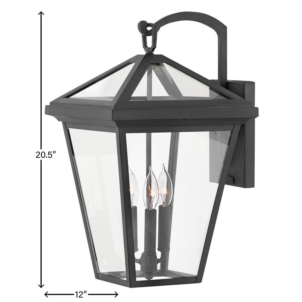 Museum Black Aluminum 3-Light Outdoor Wall Sconce with Clear Glass
