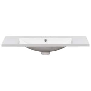 36 in. x 18 in. Single Basin 3 Hole Resin Material Bathroom Sink Countertop in White