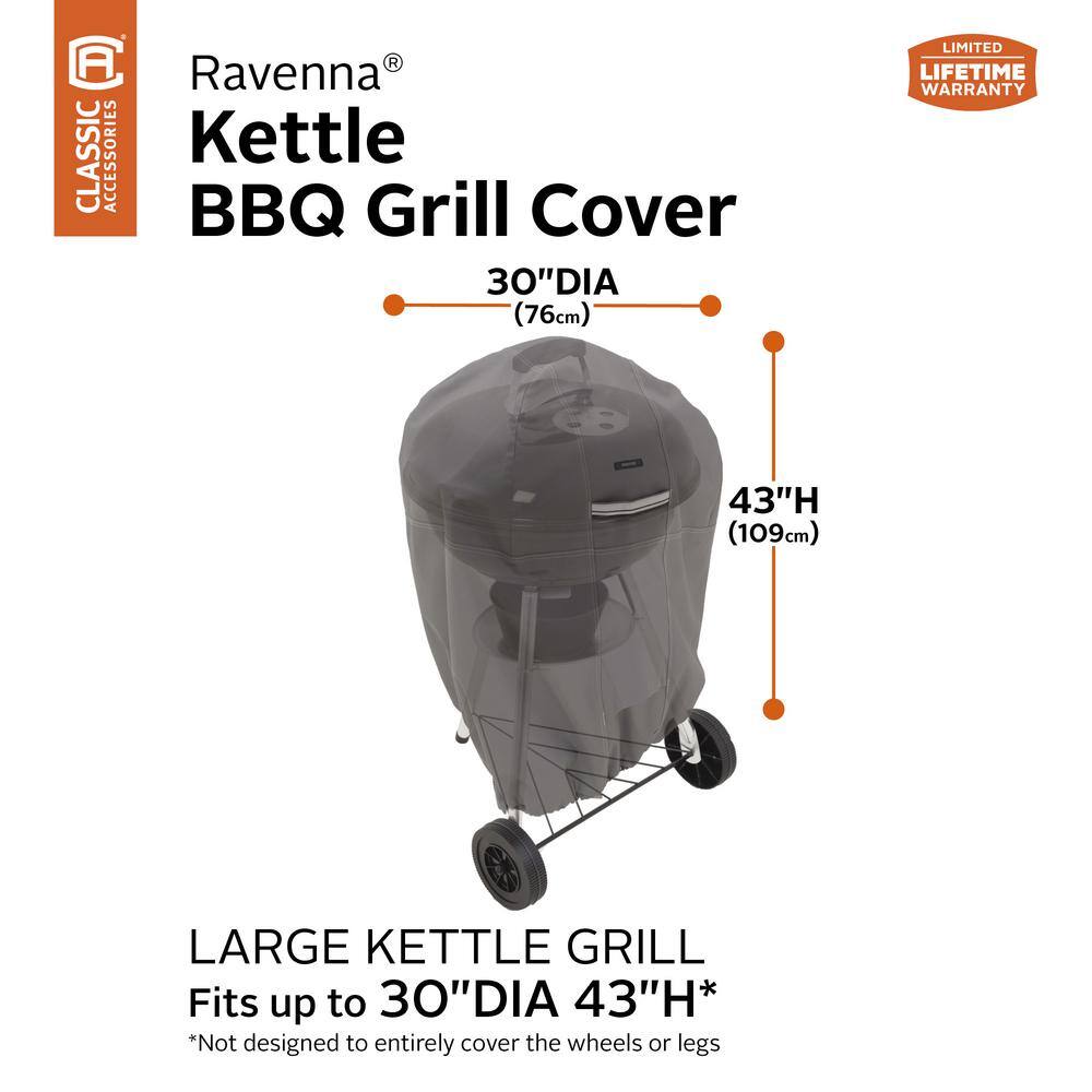 Ravenna Water-Resistant Gray BBQ Grill Cover with Cinch Cord