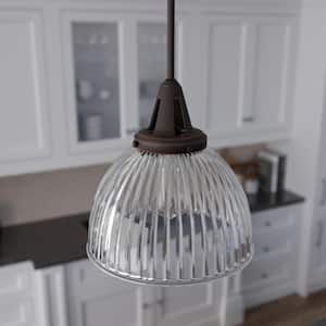 Cypress Grove 1 Light Onyx Bengal Island Pendant Light with Clear Holophane Glass Shade Dining Room Light