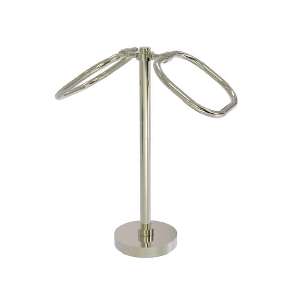 Allied Brass Freestanding 2-Ring Oval Towel Ring in Polished Nickel