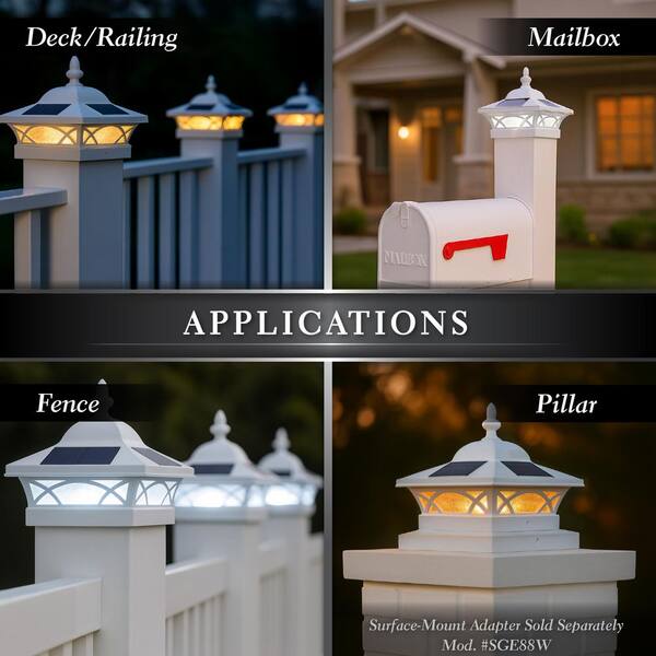 CLASSY CAPS Coventry White Integrated LED 5 x 5 Solar Deck Post