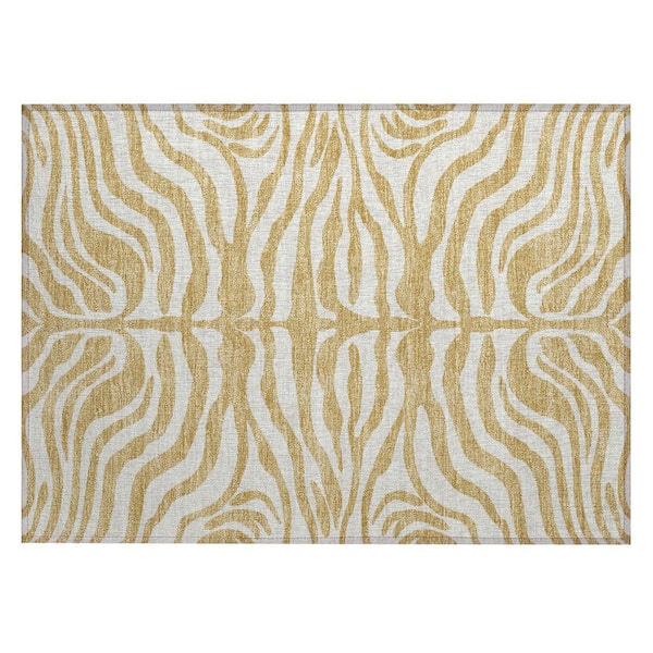 Addison Rugs Chantille Machine Washable Indoor/Outdoor Abstract ACN1042 Gold 1 ft. 8 in. x 2 ft. 6 in. Area Rug