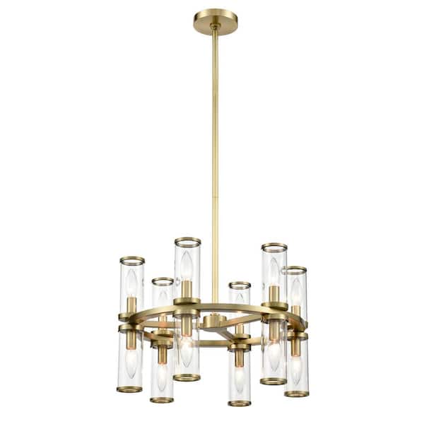 ALORA Revolve 19 in. 12 Light 60-Watt Clear Glass/Natural Brass Chandelier