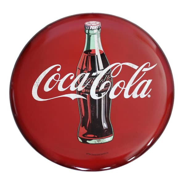 Coca-Cola 24 in. x 24 in. Coca-Cola Hollow Curved Tin Button Sign