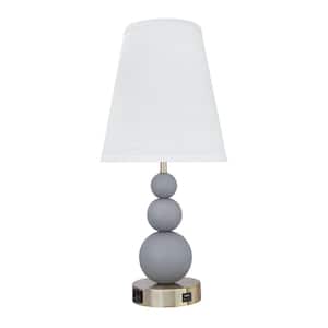 24-3/4 in. Iron Grey Metal Table Lamp with Empire Shaped Lamp Shade in White