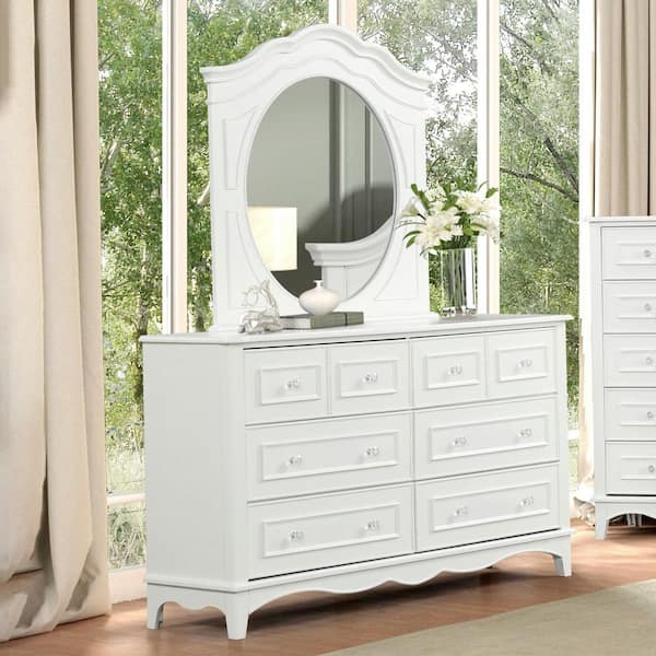 Furniture of America Underhill White 8-Drawer 59.5 in. Dresser with Mirror