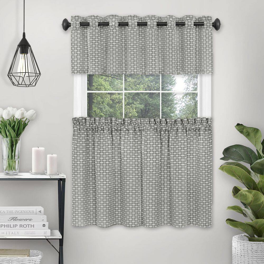 Gray Textured Light Filtering Rod Pocket Valance, 58" x 13"